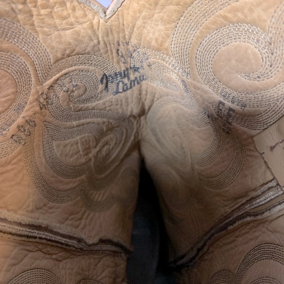 Tony Lama Men's Tan Smooth Ostrich Round Toe Exotic Western Boots in GUC - Picture 6 of 8